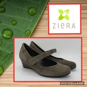 Ziera Velcro Mary Jane Gray Suede Wedges Size 37
